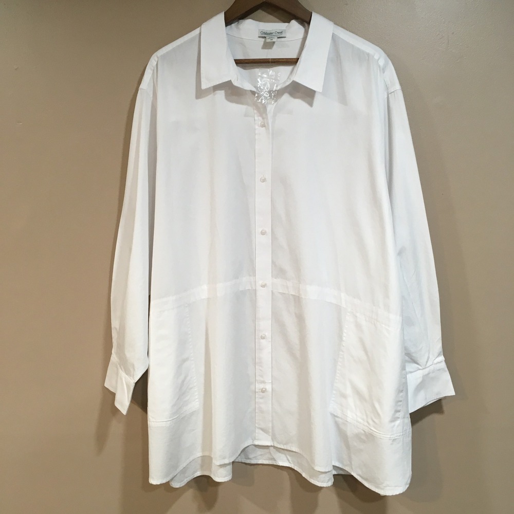 Coldwater Creek Oversized Button Down Tunic Womens 3X White Coastal Minimalist